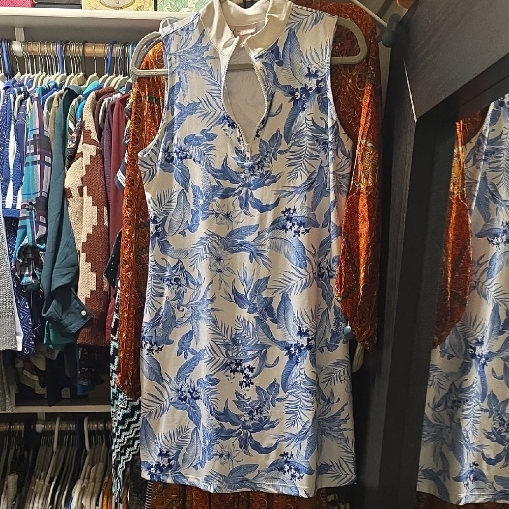 Tommy Bahama Blue and White Floral Mini Dress